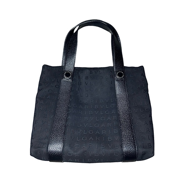 BVLGARI Handbags - BVLGARI Black Logomania tote - leather straps - red interior - made in Italy